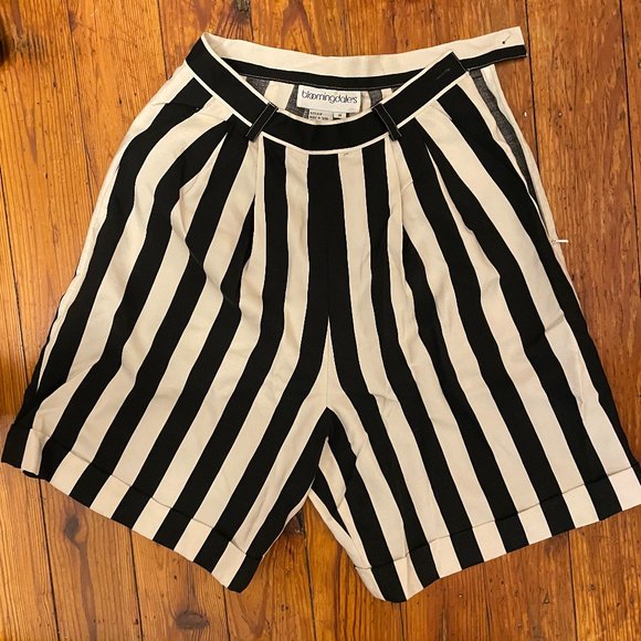 Gorg Black + White Bloomingdales Striped Silk Shorts - Picture 1 of 5